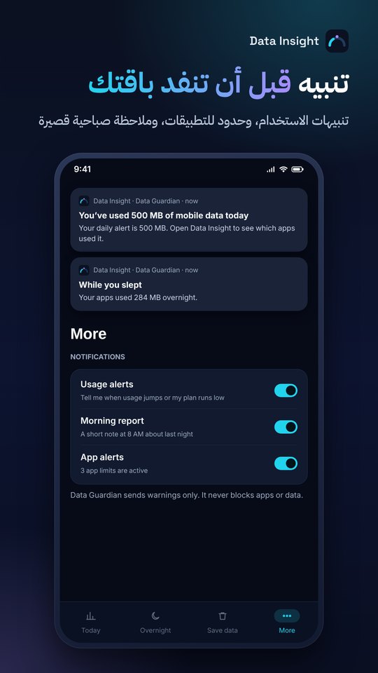 Data Insight: تنبيه قبل أن تنفد باقتك
