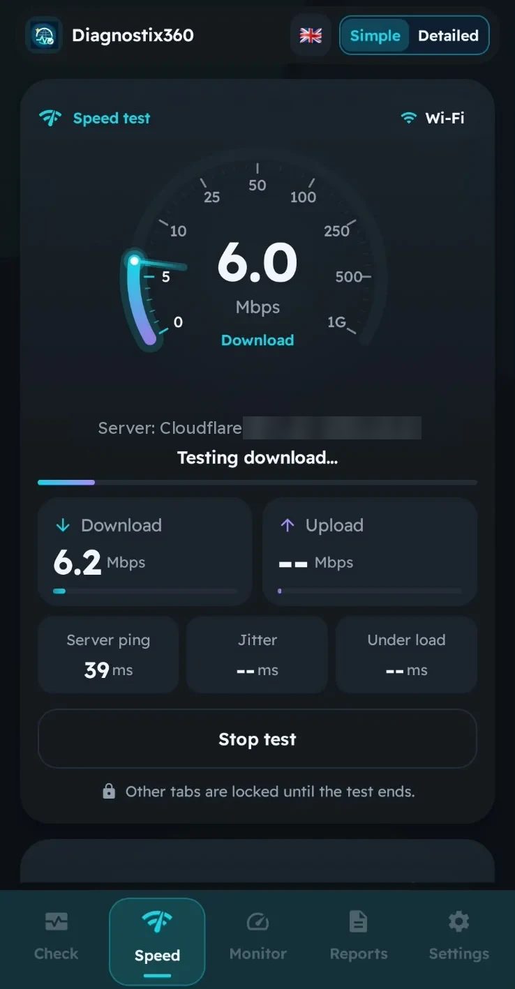 Prueba de velocidad opcional